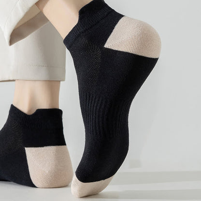 Plus Size Color Block Breathable Sport Ankle Socks(6 Pairs)