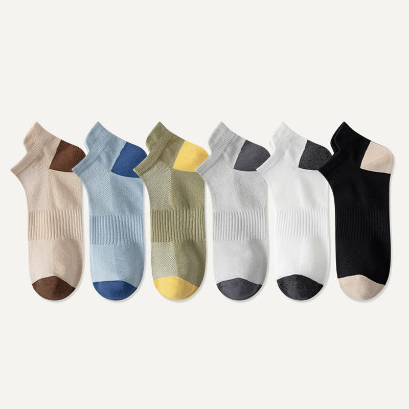 Color Block Breathable Sport Ankle Socks(6 Pairs) - Multicolor - EU43-50(US9-15) - image 1