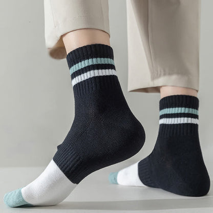 Plus Size Striped Cotton Quarter Socks(5 Pairs)