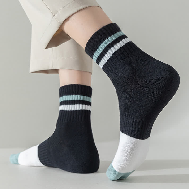 Striped Cotton Quarter Socks(5 Pairs) - image 9