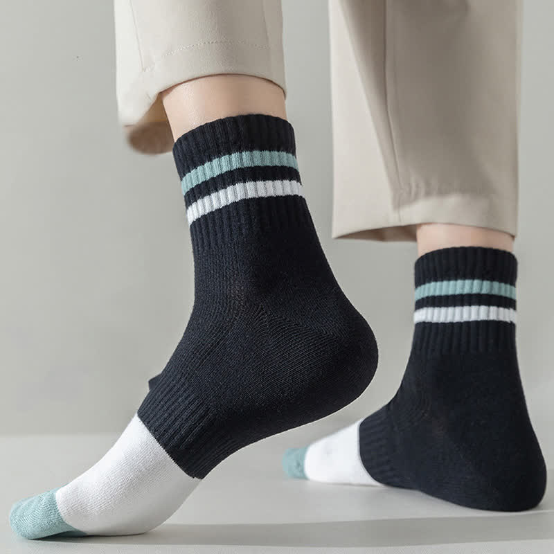 Striped Cotton Quarter Socks(5 Pairs) - image 8