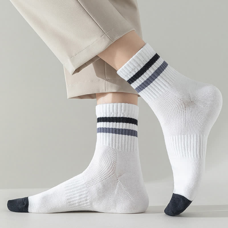Striped Cotton Quarter Socks(5 Pairs) - image 6