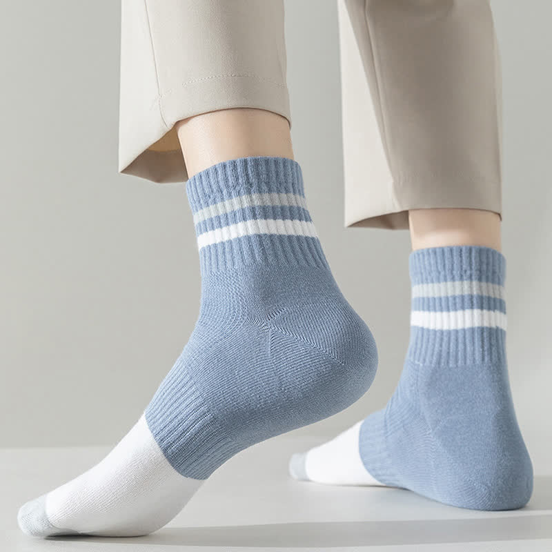 Striped Cotton Quarter Socks(5 Pairs) - image 3