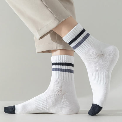 Plus Size Striped Cotton Quarter Socks(5 Pairs)