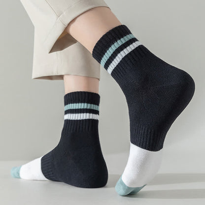 Plus Size Striped Cotton Quarter Socks(5 Pairs)