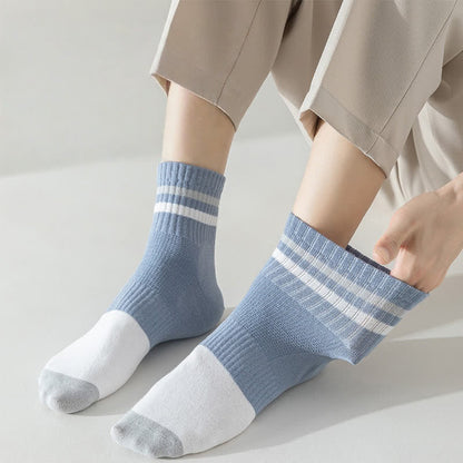Striped Cotton Quarter Socks(5 Pairs) - image 4