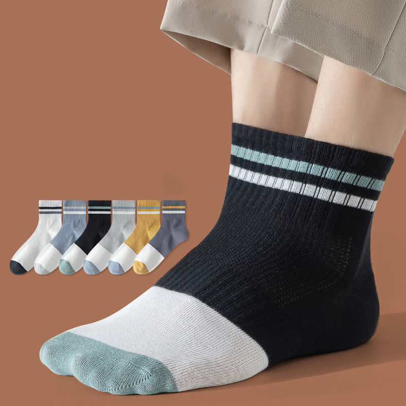 Striped Cotton Quarter Socks(5 Pairs) - image 1