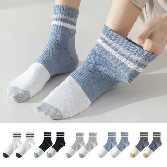 Striped Cotton Quarter Socks(5 Pairs) - image 0