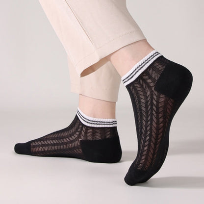 Solid color grid Ankle Socks(8 Pairs)