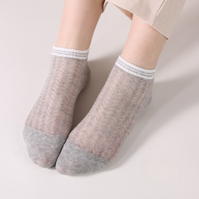 Solid color grid Ankle Socks(8 Pairs)