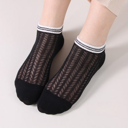 Solid color grid Ankle Socks(8 Pairs)