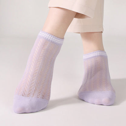 Solid color grid Ankle Socks(8 Pairs)