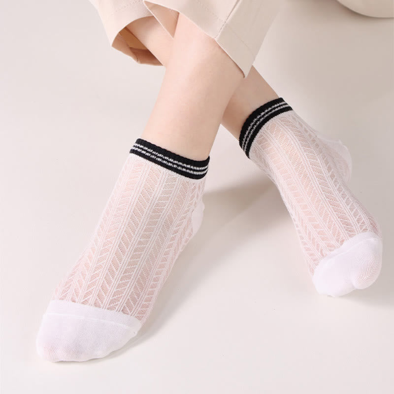 Solid color grid Ankle Socks(8 Pairs)