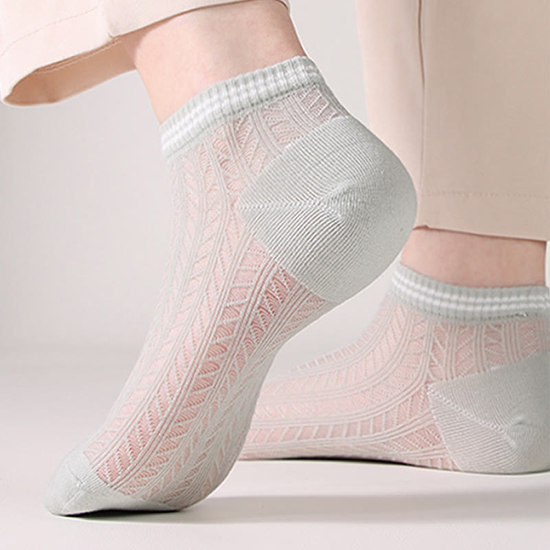 Solid color grid Ankle Socks(8 Pairs)
