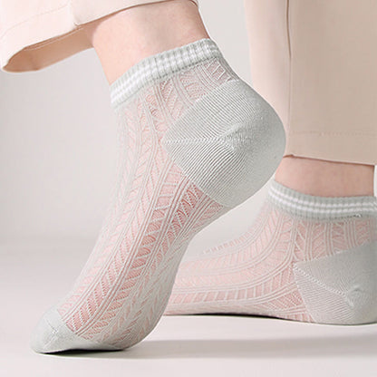Solid color grid Ankle Socks(8 Pairs)