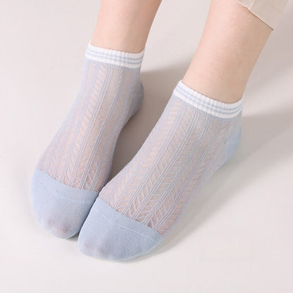 Solid color grid Ankle Socks(8 Pairs)