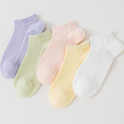 Thin Breathable Sweat-absorbent Mesh Cotton Ankle Socks(5 Pairs) - Multicolor - EU35-40(US3-7) - image 1