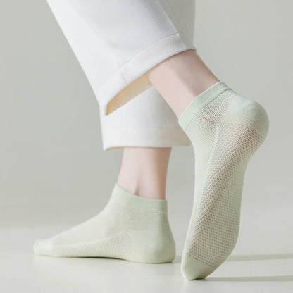 Thin Breathable Sweat-absorbent Mesh Cotton Ankle Socks(5 Pairs) - Light Green - EU35-40(US3-7) - image 9
