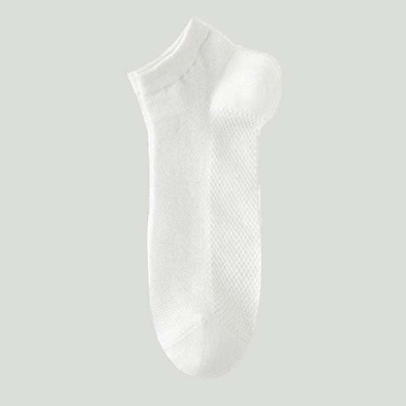 Mesh Breathable Thin Solid Color Ankle Socks(8 Pairs) - White - EU39-44(US6-10) - image 16