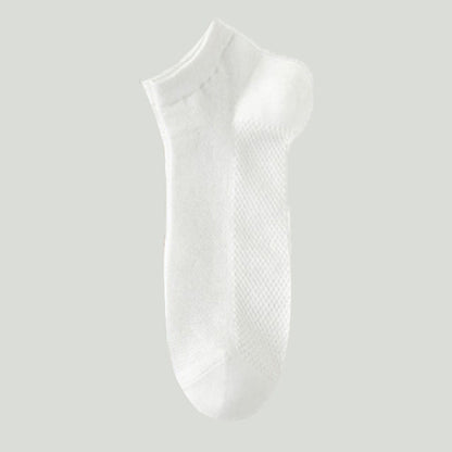 Mesh Breathable Thin Solid Color Ankle Socks(8 Pairs) - White - EU39-44(US6-10) - image 16