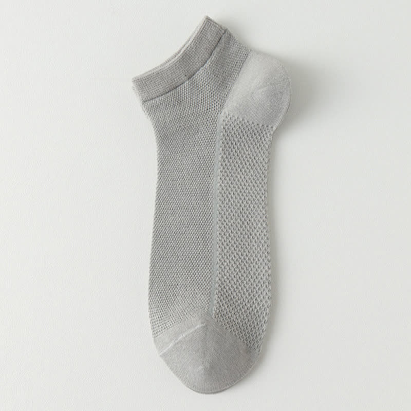 Mesh Breathable Thin Solid Color Ankle Socks(8 Pairs) - Light Gray - EU39-44(US6-10) - image 9