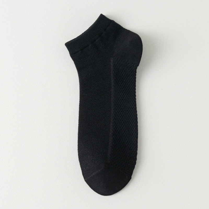 Mesh Breathable Thin Solid Color Ankle Socks(8 Pairs) - Black - EU39-44(US6-10) - image 18