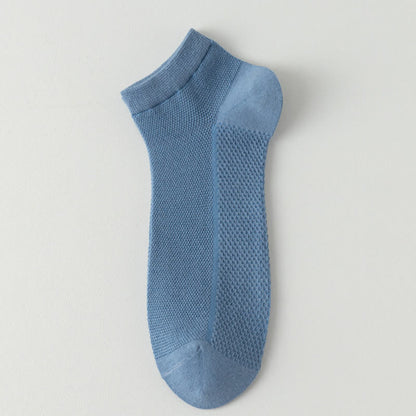 Mesh Breathable Thin Solid Color Ankle Socks(8 Pairs) - Blue - EU39-44(US6-10) - image 5