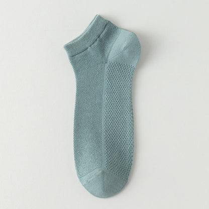 Mesh Breathable Thin Solid Color Ankle Socks(8 Pairs) - Green - EU39-44(US6-10) - image 14