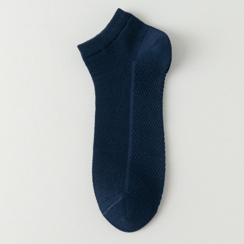 Mesh Breathable Thin Solid Color Ankle Socks(8 Pairs) - Navy Blue - EU39-44(US6-10) - image 15