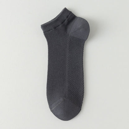 Mesh Breathable Thin Solid Color Ankle Socks(8 Pairs) - Dark Grey - EU39-44(US6-10) - image 17