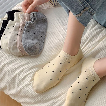 Simple Style Solid Color Polka Dot Ankle Socks(6 Pairs)