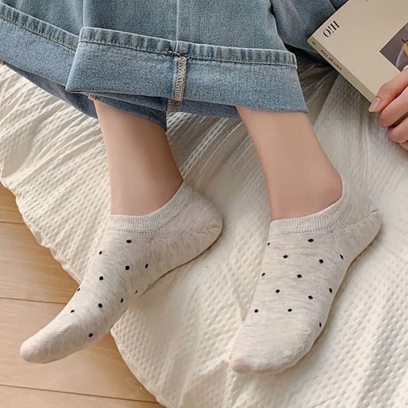 Simple Style Solid Color Polka Dot Ankle Socks(6 Pairs)