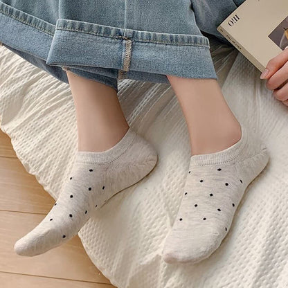Simple Style Solid Color Polka Dot Ankle Socks(6 Pairs)