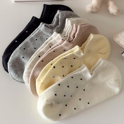 Simple Style Solid Color Polka Dot Ankle Socks(6 Pairs)