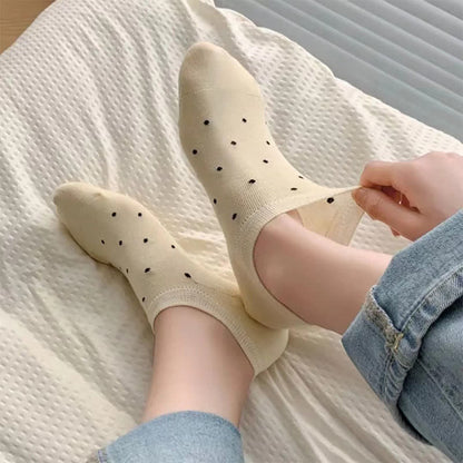 Simple Style Solid Color Polka Dot Ankle Socks(6 Pairs)