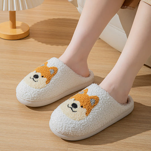 Cartoon Dog Fluffy Home Slippers - image 1