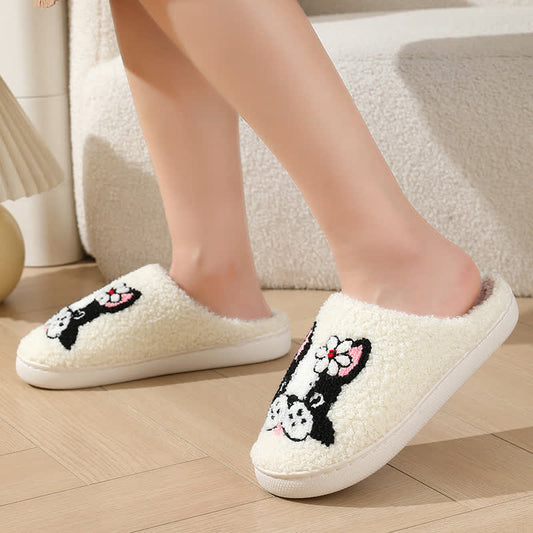 Cartoon Dog Flower Fluffy Home Slippers - image 1