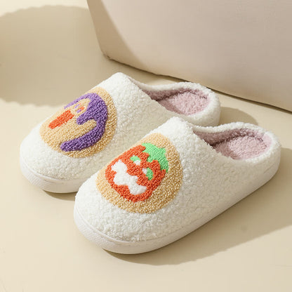 Cartoon Pumpkin Print Fluffy Home Slippers - image 2