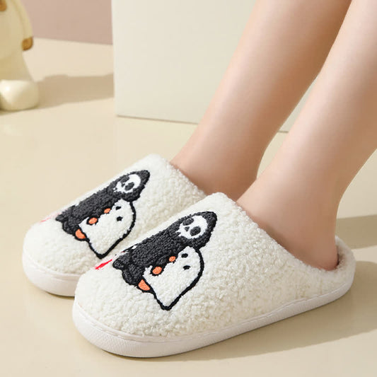 Cartoon Skull Ghost Print Fluffy Home Slippers - image 1