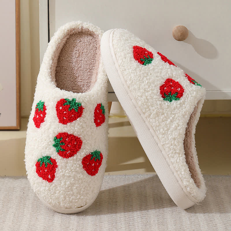 Cartoon Fruit Print Fluffy Home Slippers - image 4