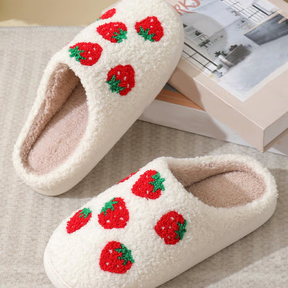 Cartoon Fruit Print Fluffy Home Slippers - image 5