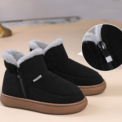 Plus Size Zipper Solid Color Warm Slippers - image 1