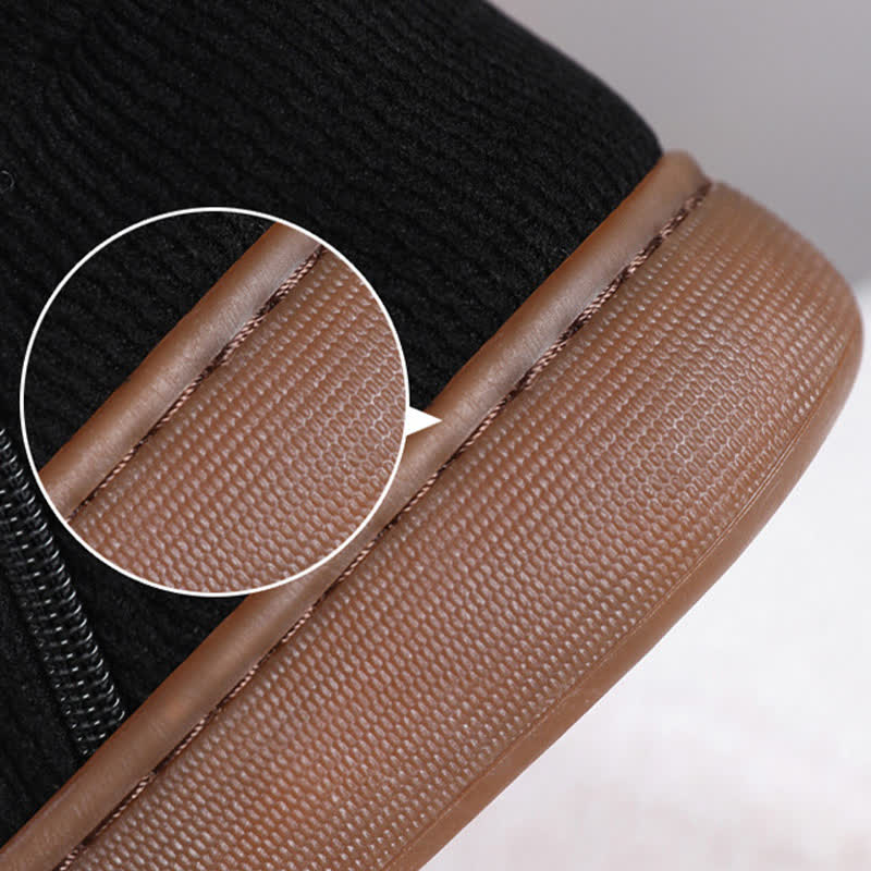 Plus Size Zipper Solid Color Warm Slippers - image 5
