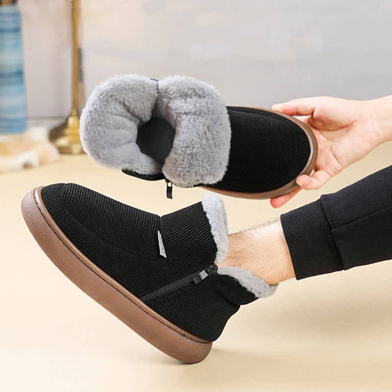 Plus Size Zipper Solid Color Warm Slippers - image 3