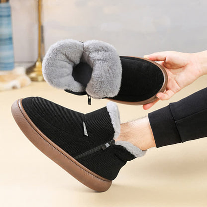 Plus Size Zipper Solid Color Warm Slippers - image 3