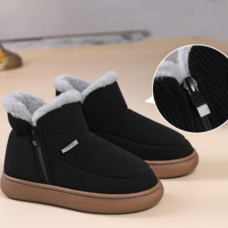 Plus Size Zipper Solid Color Warm Slippers - image 1