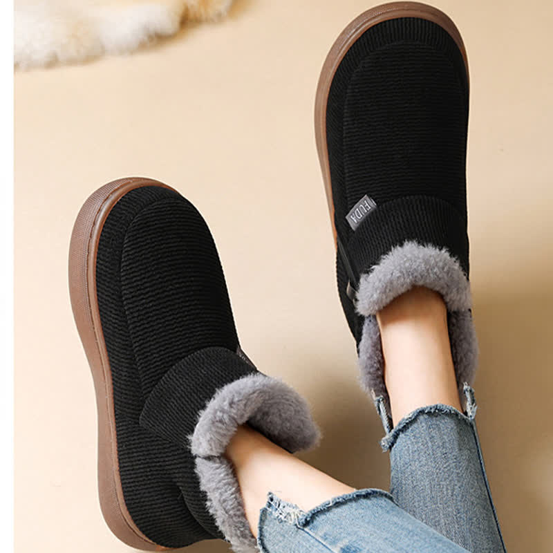 Plus Size Zipper Solid Color Warm Slippers - image 4