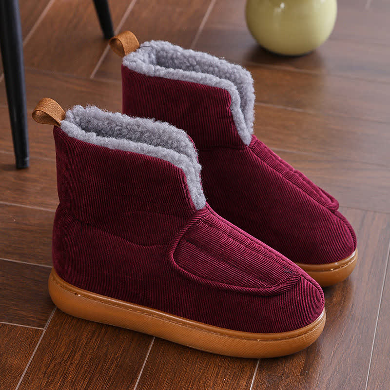 Plus Size Solid Color Velcro Warm Slippers - Wine - EU42-43(US7-7.5) - image 4
