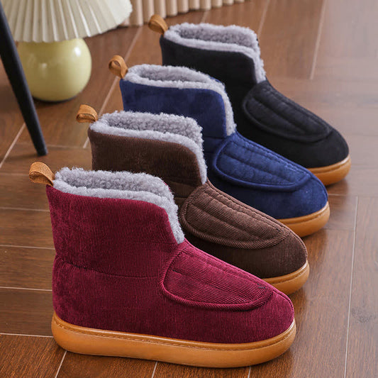 Plus Size Solid Color Velcro Warm Slippers - image 1