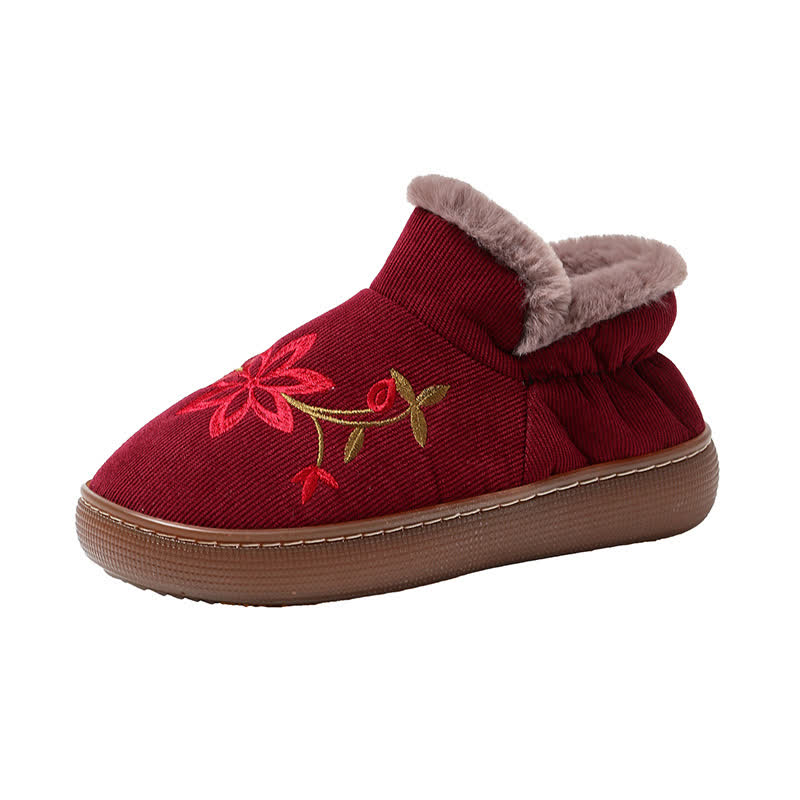 Flower Embroidered Home Non-slip Warm Slippers - image 8